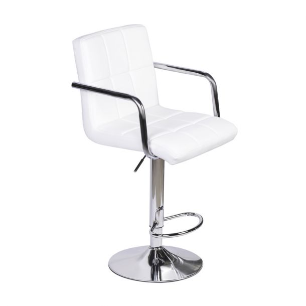 Барний стілець Dublin Arm Chrome Eco Білий (44406333) с доставкой