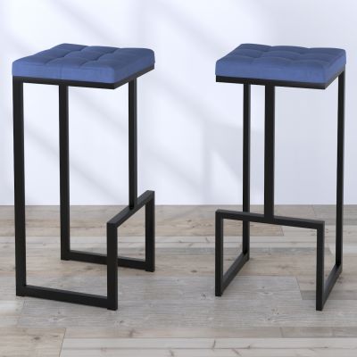 Барный стул BS-3 Soft Черный матовый, Синий (59767457) недорого