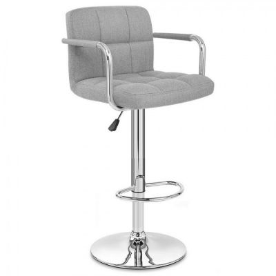 Барний стілець Disco Arm Fabric Сірий, Хром (84478166)