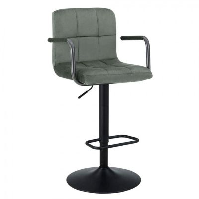 Барний стілець Disco Arm Велюр Сірий, Чорний (84478172)
