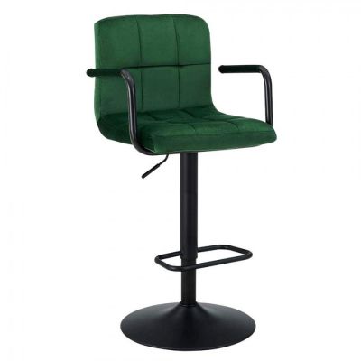 Барний стілець Disco Arm Велюр Зелений, Чорний (84478173)