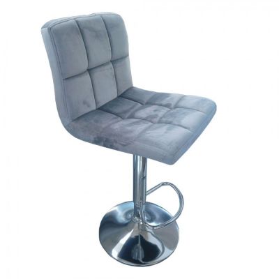 Барний стілець  Disco Велюр Сірий, Хром (84478168)