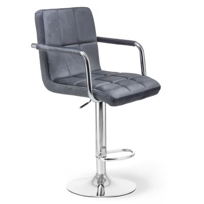 Барный стул Dublin Arm Velvet Chrome Темно-серый (44515167) недорого