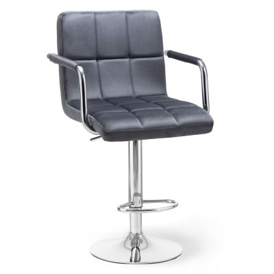 Барний стілець Dublin Arm Velvet Chrome Темно-сірий (44515167)