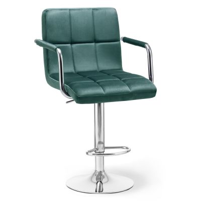 Барний стілець Dublin Arm Chrome Velvet Темно-зелений (44515265)
