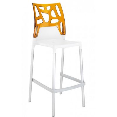 Барный стул Ego-Rock Белый, Прозрачно-оранжевый (27186133)