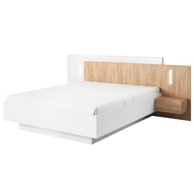 Ліжко Cube 160 без каркасу з приліжковими тумбами Білий Глянець , Дуб Крафт, 160x200 (132938129)