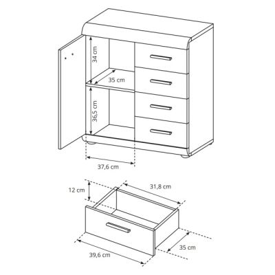 Комод Link 1D4S/80 Дуб Сонома (1321470519) недорого