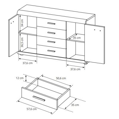 Комод Link 2D4S/140 Дуб Сонома (1321470518) дешево