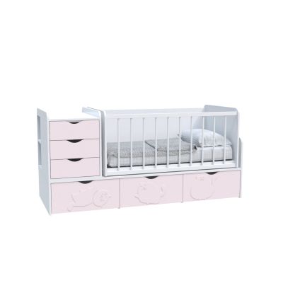 Ліжко Binky ДС504А (3 в 1) 95х173 Білий, МДФ Рожевий, Білий (93524268)