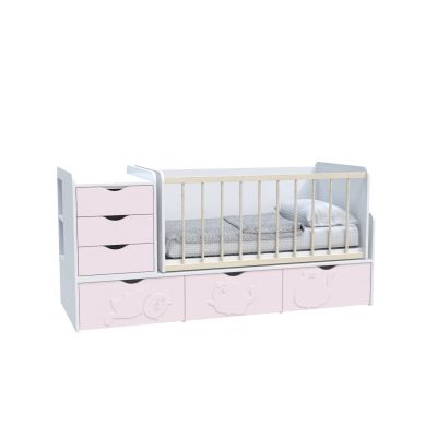 Ліжко Binky ДС504А (3 в 1) 95х173 Без покриття, МДФ Рожевий, Білий (93524267)