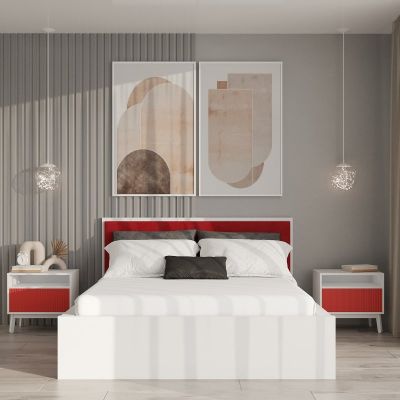 Кровать Флоренция Белый, Красный, 140x200 (68637018)