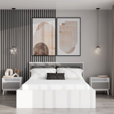 Кровать Флоренция Белый, Светло-серый, 160x200 (68637016)