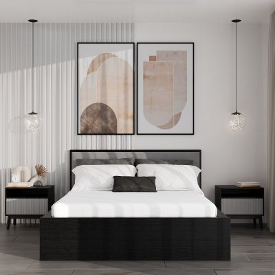 Кровать Флоренция Черный, Светло-серый, 160x200 (68637025)