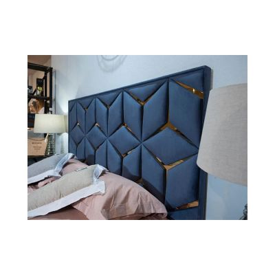 Ліжко Крістал з ПМ Сіро-синій, 180x200 (1351205730) с доставкой