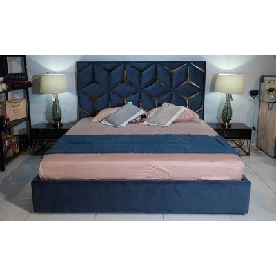 Ліжко Крістал з ПМ Сіро-синій, 180x200 (1351205730) дешево