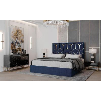 Ліжко Крістал з ПМ Сіро-синій, 180x200 (1351205730) недорого
