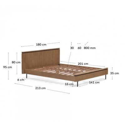 Кровать Licia 160х200 Натуральный, 160x200 (90724231) недорого