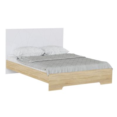 Ліжко Loretto з дерев'яним вкладом 160х200 МДФ Білий супермат, Дуб Сонома (93524248)