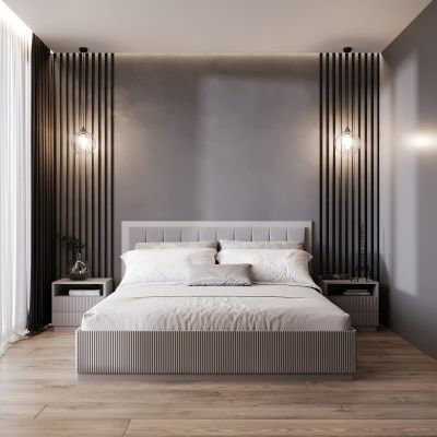Кровать Орлеан Светло-серый, 140x200 (68636902)