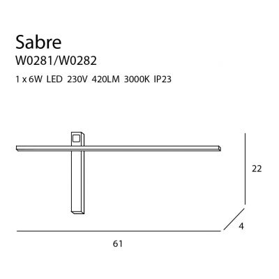 Настенный светильник SABRE 61 White (118865452) дешево