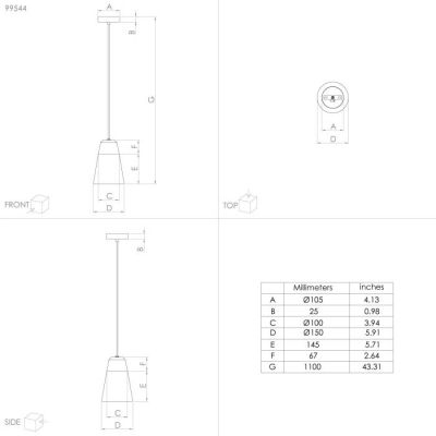 Підвісний світильник CANTERRAS 1 Чорний (110732694) дешево