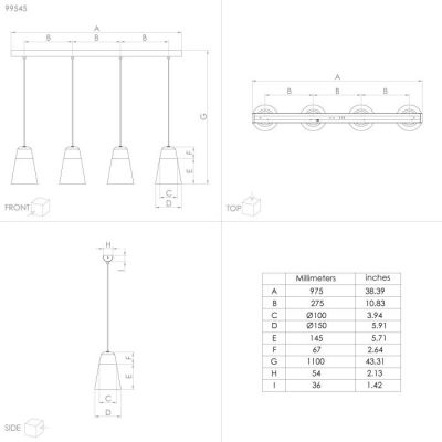 Підвісний світильник CANTERRAS 4 Чорний (110732695) дешево
