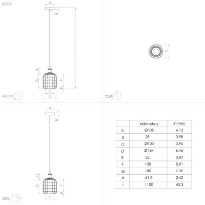 Подвесной светильник CHISLE 1 Черный (110732765) дешево