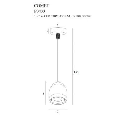 Підвісний світильник COMET ROUND Black (118865860) недорого