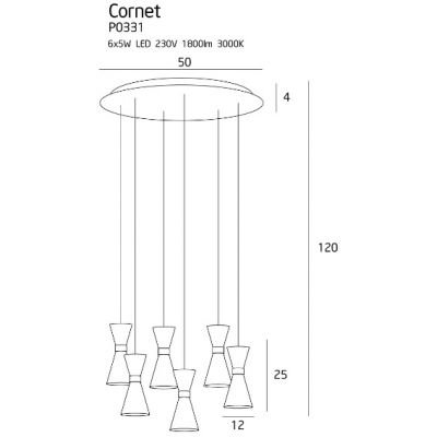 Підвісний світильник CORNET 6 LED Black (118865891) недорого
