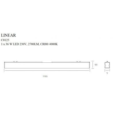 Стельовий світильник Linear 36W Black (118866021) недорого