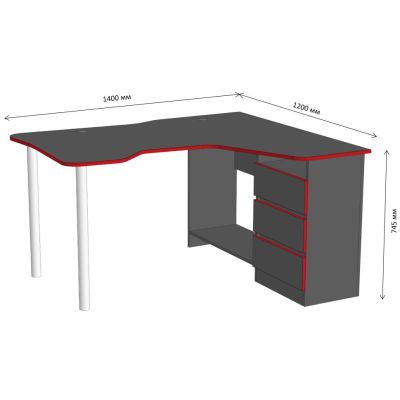Стол Буст Right 140х120 Антрацитовый, Красный (1331383412) недорого