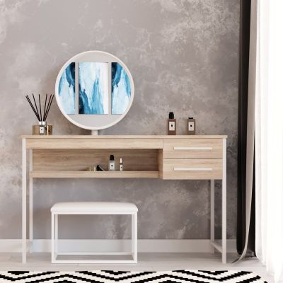Туалетний столик з дзеркалом Сідней 120 Дуб Сонома, Білий (68479400) недорого