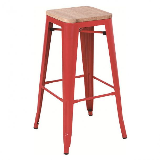 Барный стул Bogema wood Красный, Натуральный (84476866)