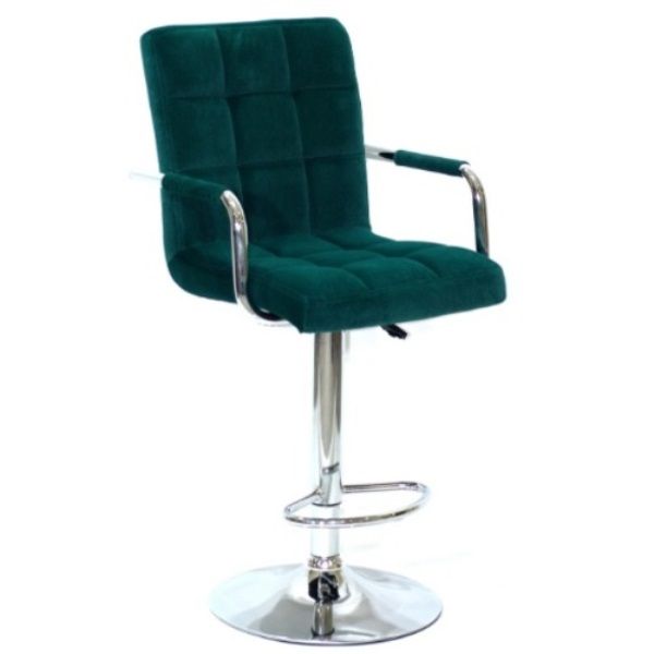 Барний стілець Disco Arm H Велюр Зелений, Хром (84478174)