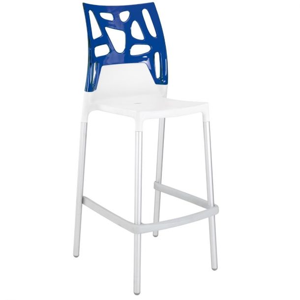 Барный стул Ego-Rock Белый, Прозрачно-синий (27186137)