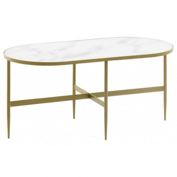 Кофейный стол Elisenda 100х50 Бело-золотой (90935738)