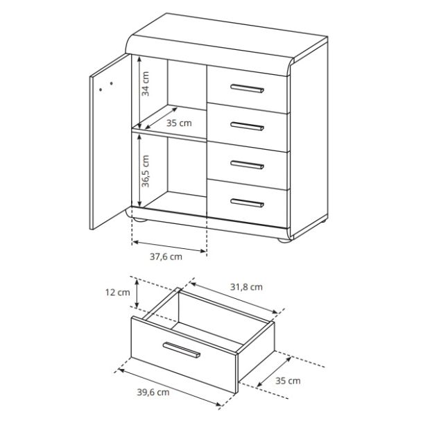 Комод Link 1D4S/80 Дуб Сонома (1321470519) в Киеве