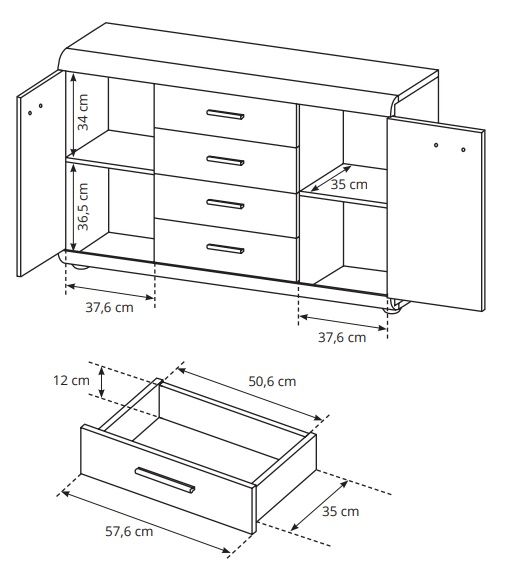 Комод Link 2D4S/140 Дуб Сонома (1321470518) цена