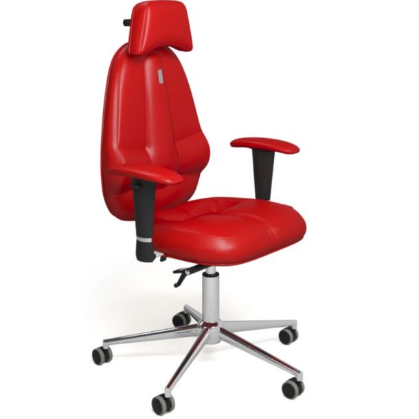 Кресло Classic с подголовником Экокожа Красный, Хром (15083136)