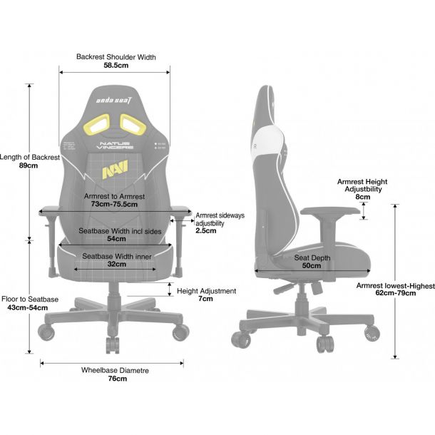 Крісло геймерське Anda Seat Navi Edition L Black (87487752) с доставкой