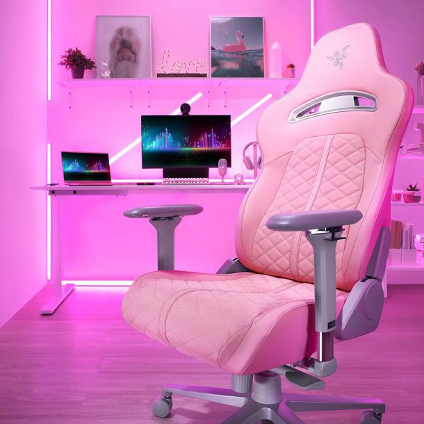 Кресло геймерское Enki Серый, Розовый (79518261) дешево