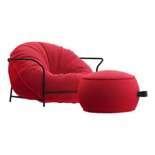 Кресло с пуфом Uni LD-050 Красный, Черный (137446294)