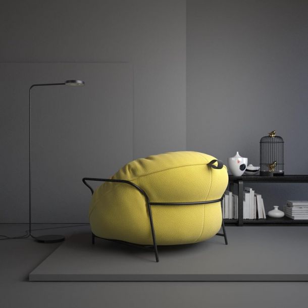 Кресло с пуфом Uni LD-050 Желтый, Черный (137446293) в интернет-магазине