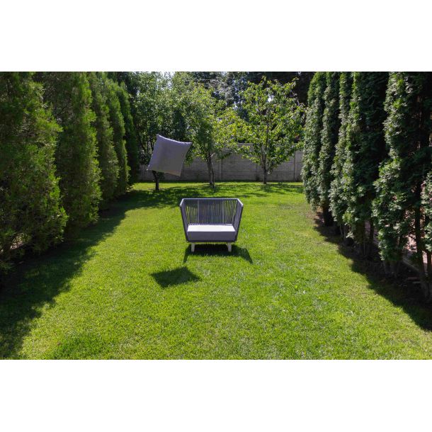 Кресло Твист-М Лаунж с подушкой Жаккард 12, Серый шнур, Белый (41371038) в интернет-магазине