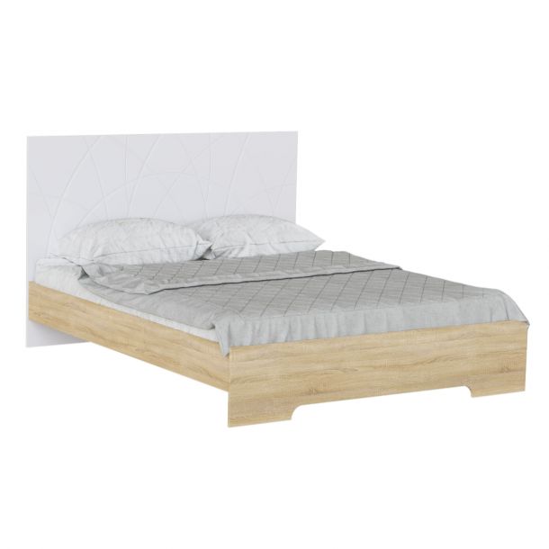 Ліжко Loretto з дерев'яним вкладом 160х200 МДФ Білий супермат, Дуб Сонома (93524248) цена