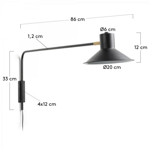 Настенный светильник PLASS L-82 Черный (90733765) фото