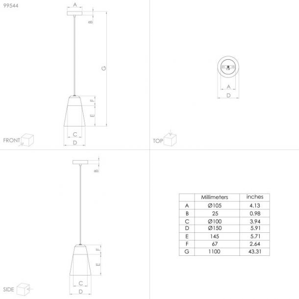 Підвісний світильник CANTERRAS 1 Чорний (110732694) купить