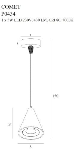 Подвесной светильник COMET BELL Black (118865861) с доставкой