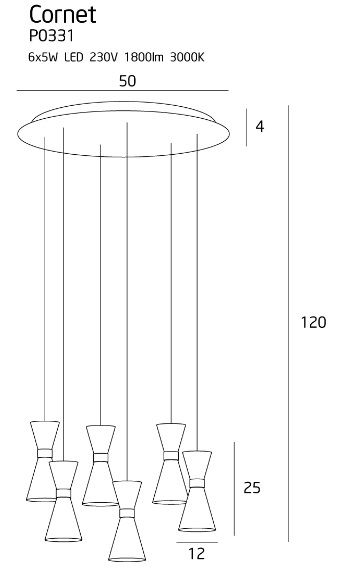Подвесной светильник CORNET 6 LED Black (118865891) hatta